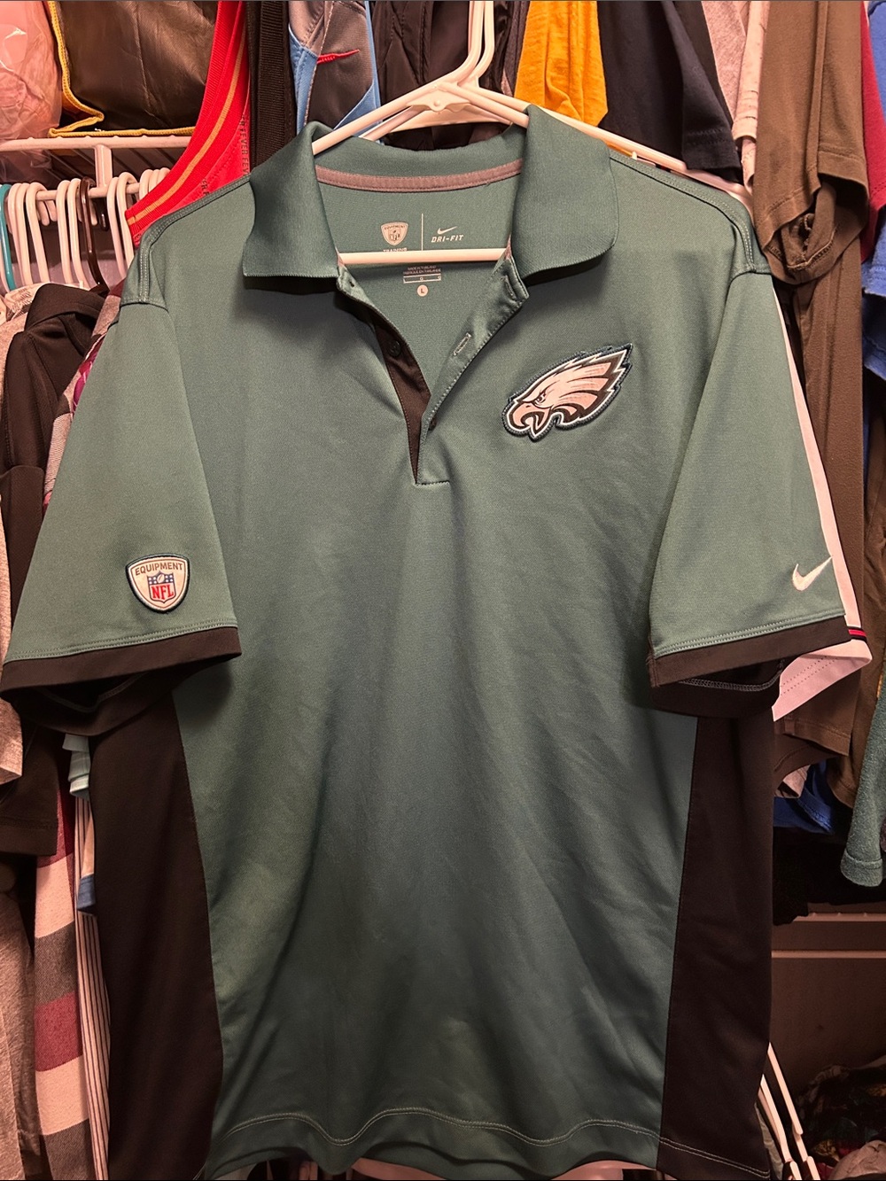 Nike Eagles Green and Black Polo Shirt with Team Logo